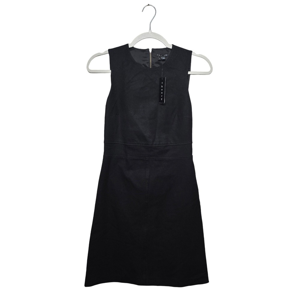 Theory Raneid NC Jetty Dress Women 0 Black Sleeveless Sheath Zipper NWT